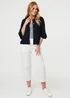 Izabel London Navy Frilled Hem 3/4 Flare Sleeve Shirt - 14 Image 1