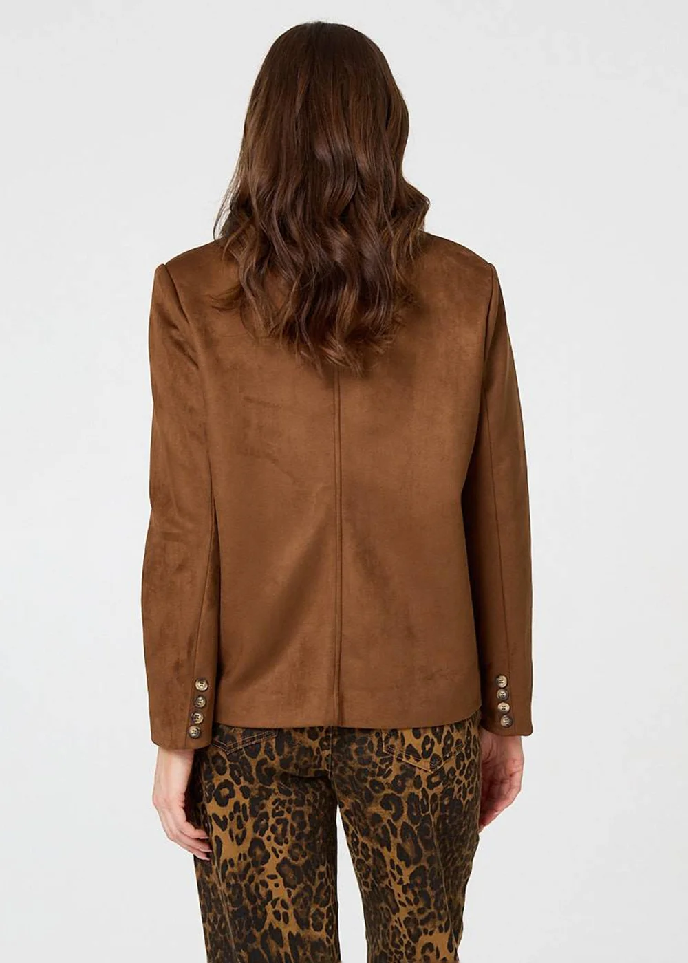 Izabel London Brown Faux Suede Pocket Front Slim Jacket - 16 Image 2