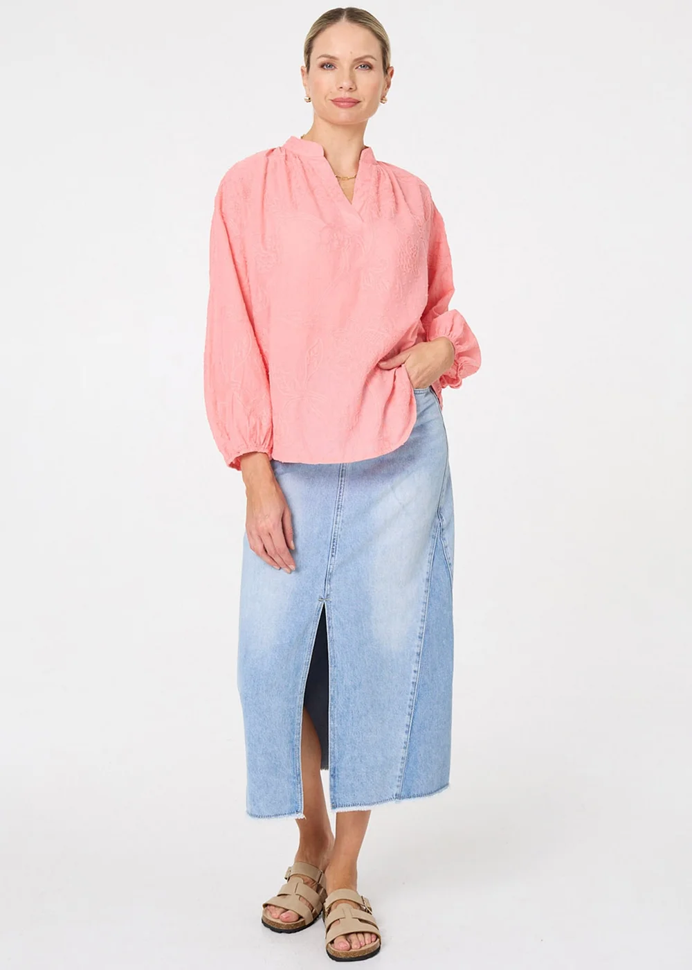 Izabel London Coral Embroidered Layered Long Sleeve Blouse - 14 Image 1