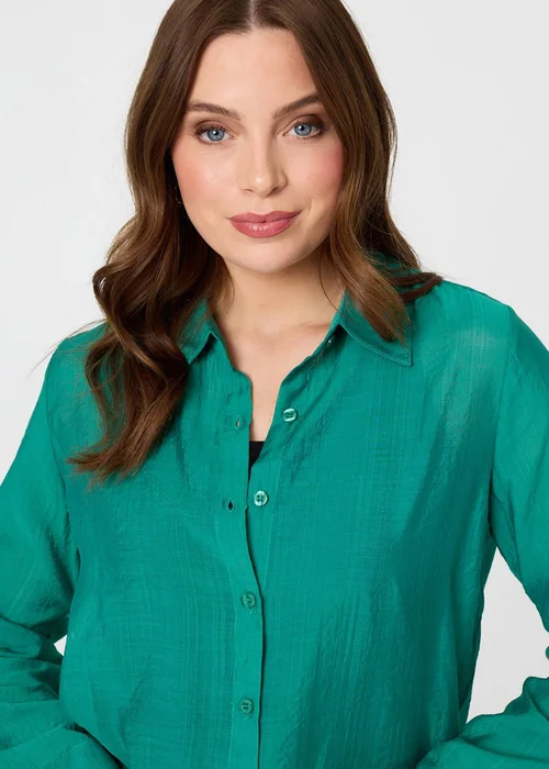 Izabel London Green Semi Sheer Layered Long Sleeve Shirt - 12 Image 3