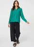 Izabel London Green Semi Sheer Layered Long Sleeve Shirt - 12 Image 1