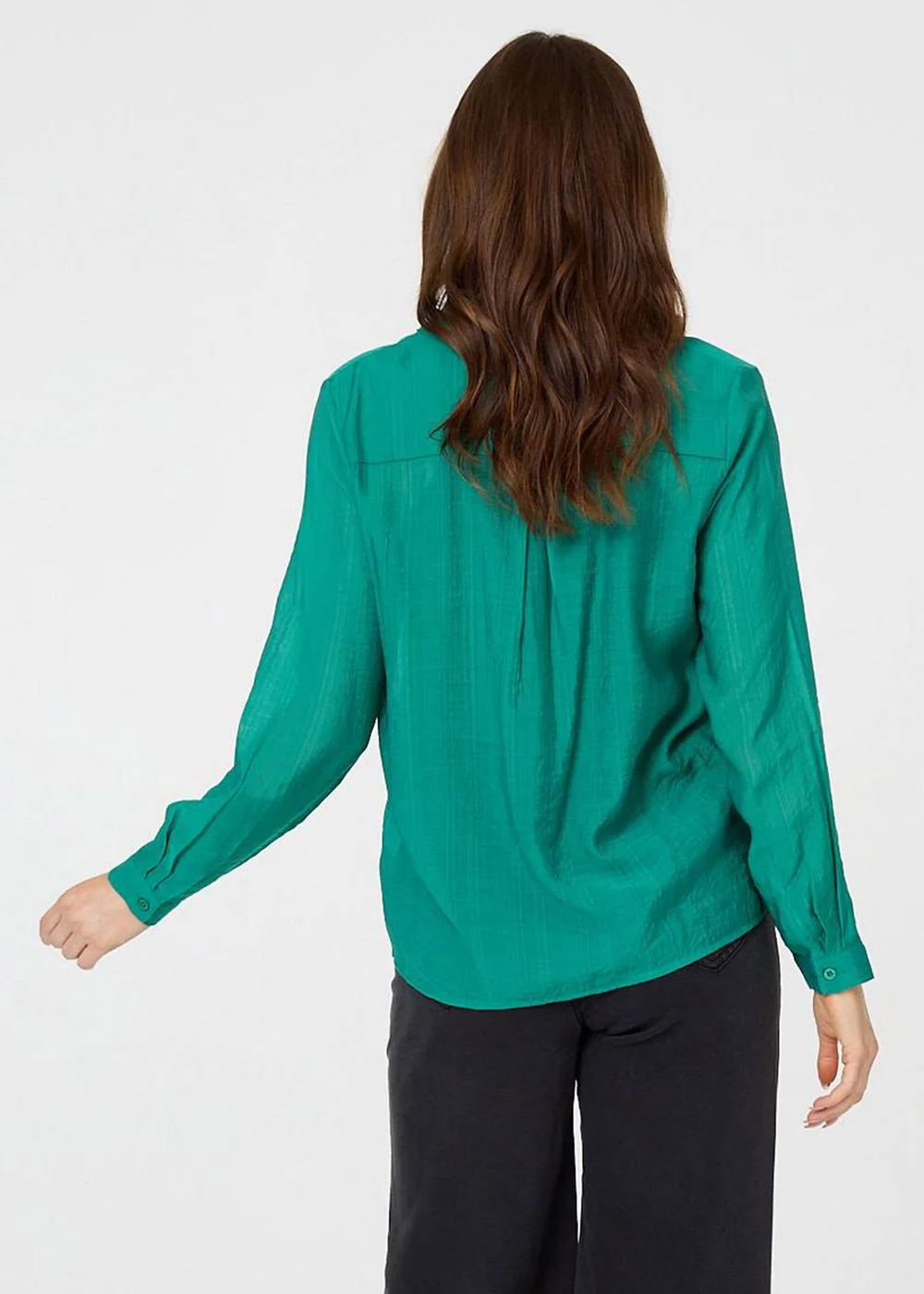 Izabel London Green Semi Sheer Layered Long Sleeve Shirt - 12 Image 2