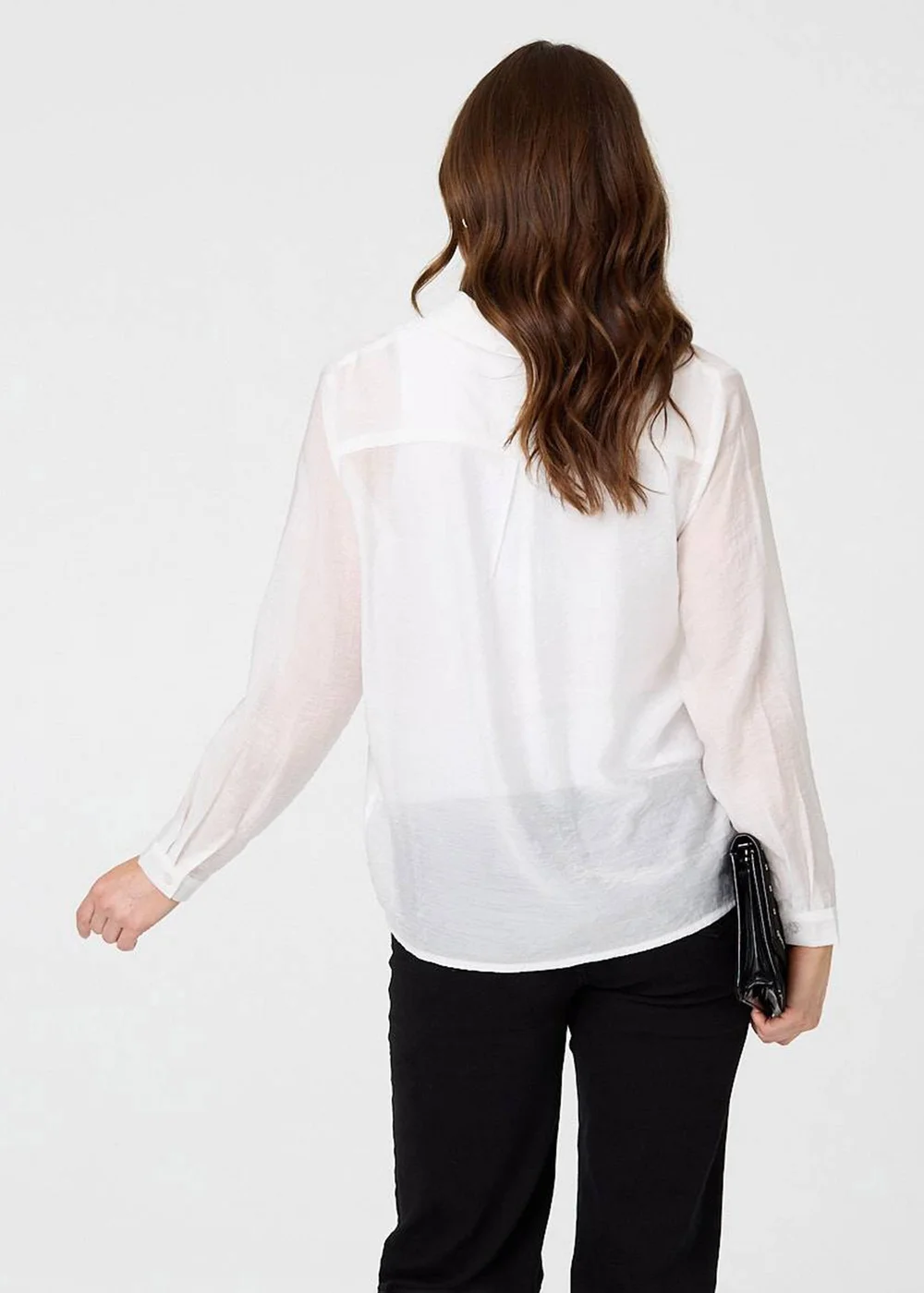 Izabel London White Semi Sheer Layered Long Sleeve Shirt - 8 Image 2