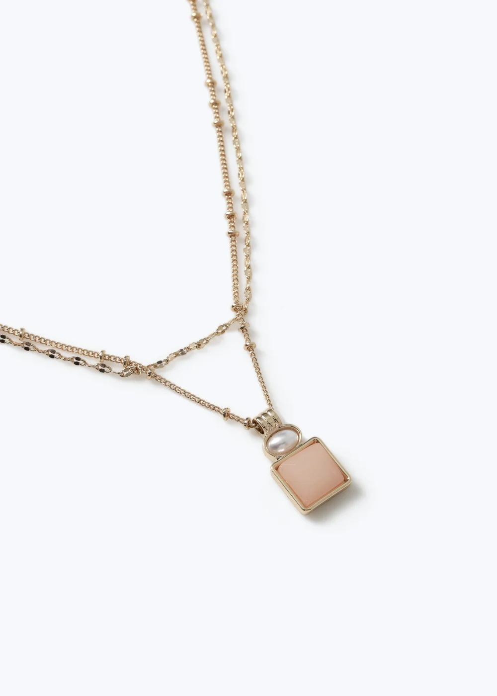Muse Gold Pink Bead Charm Multirow Necklace - One Size Image 1