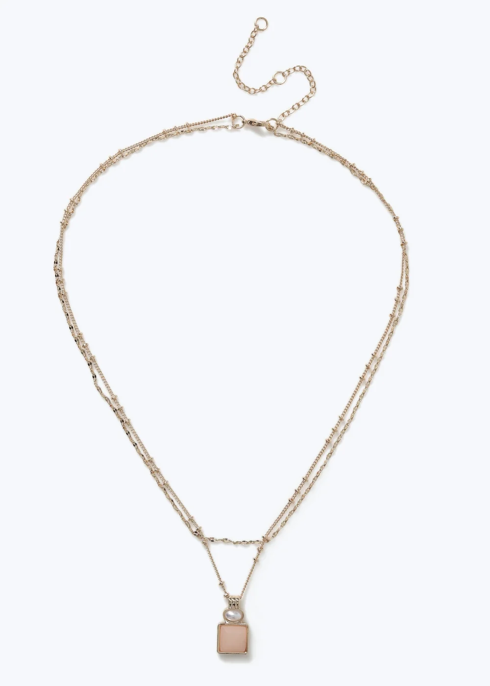 Muse Gold Pink Bead Charm Multirow Necklace - One Size Image 2
