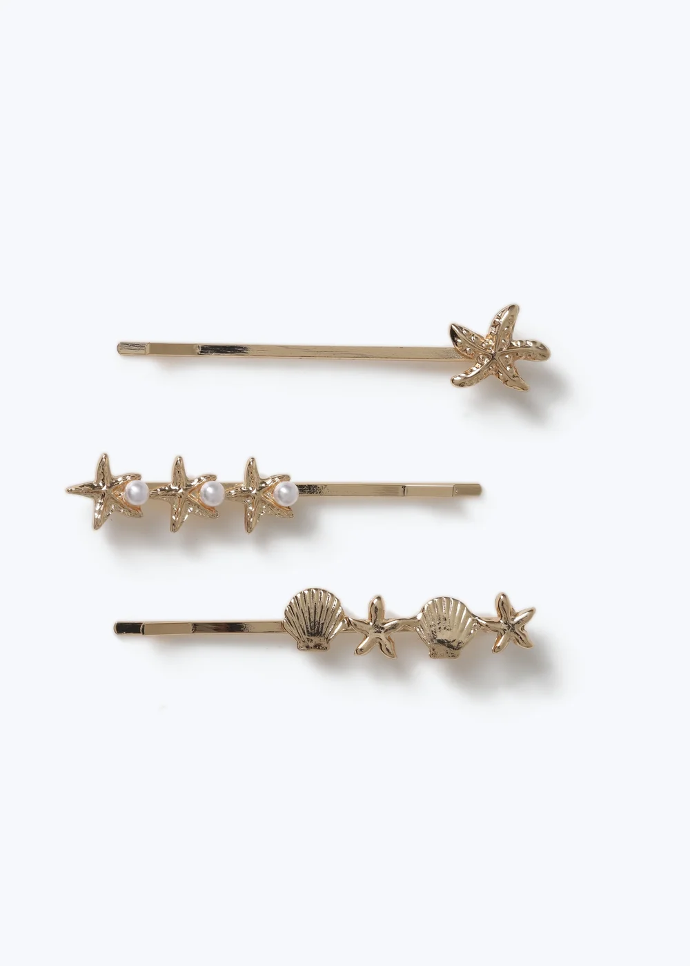 Muse 3 Pack Gold Starfish Hair Slides - One Size Image 1