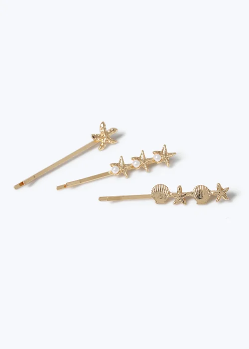 Muse 3 Pack Gold Starfish Hair Slides - One Size Image 2