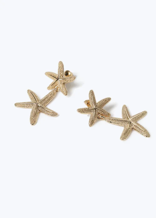 Muse Gold Double Starfish Earrings - One Size Image 2