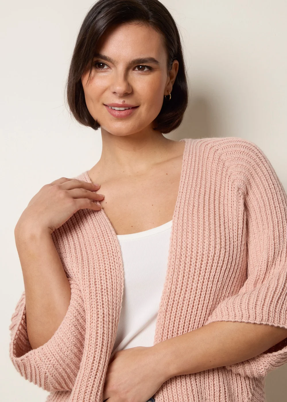Blue Vanilla Pink Edge To Edge Rib Cardigan - One Size Image 3
