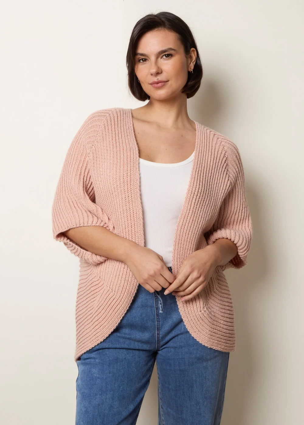 Blue Vanilla Pink Edge To Edge Rib Cardigan - One Size Image 1