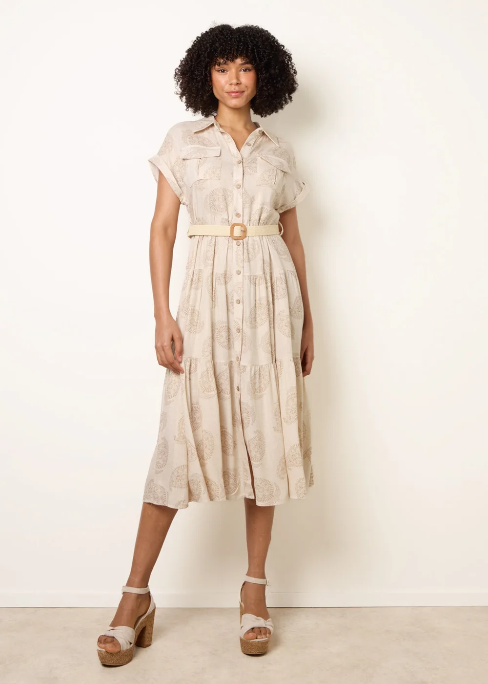 Blue Vanilla Cream Paisley Print Dress - M Image 3