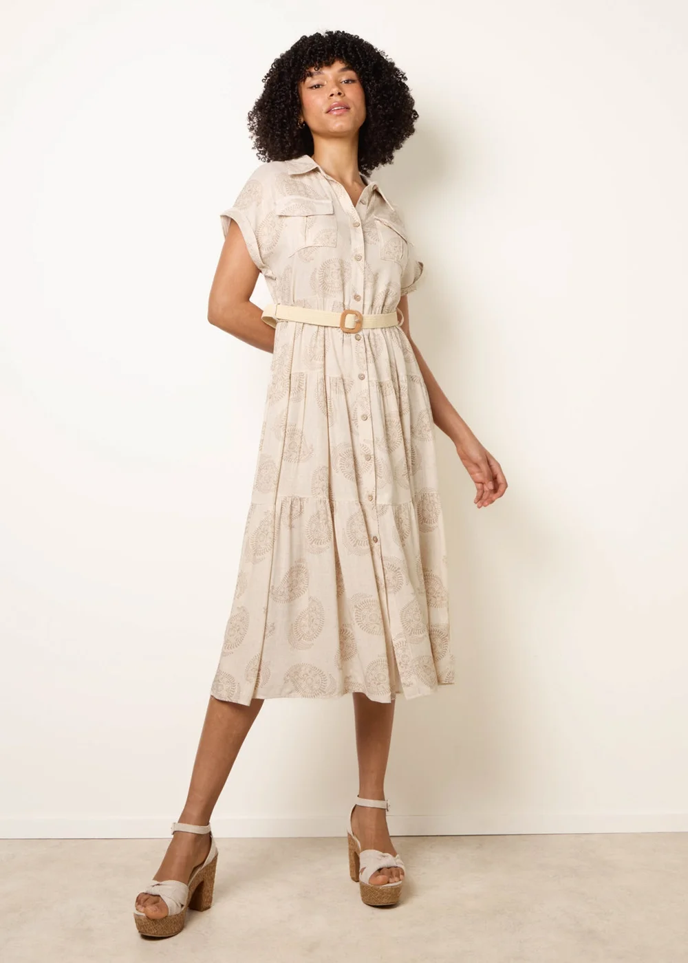 Blue Vanilla Cream Paisley Print Dress - M Image 1