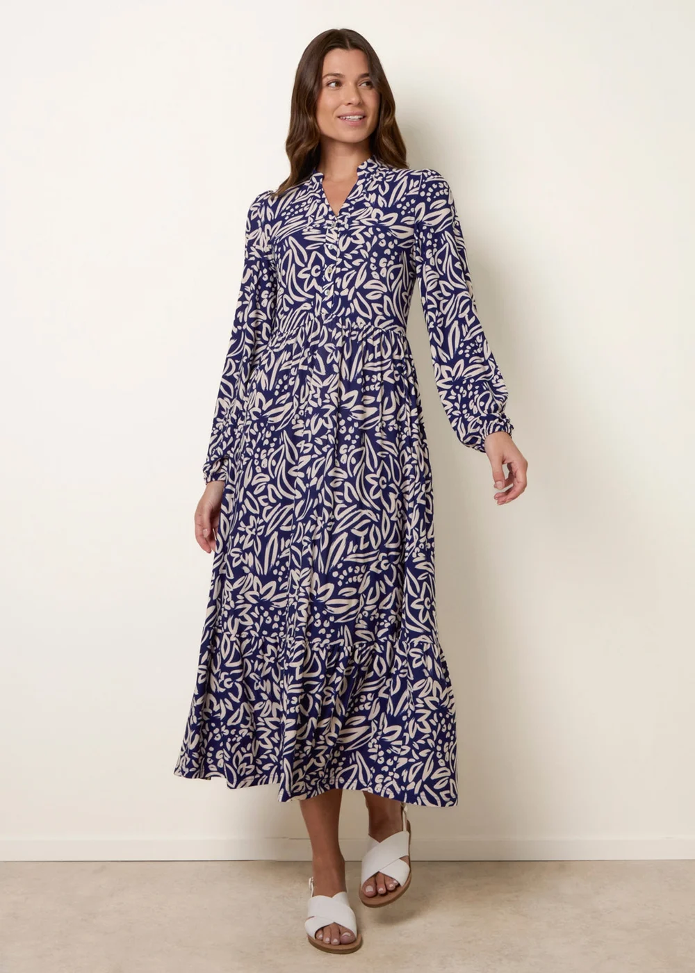 Blue Vanilla Navy Button Front Collared Midi Dress - L/XL | Matalan Blue Vanilla Navy Button Front Collared Midi Dress - L/XL | Matalan