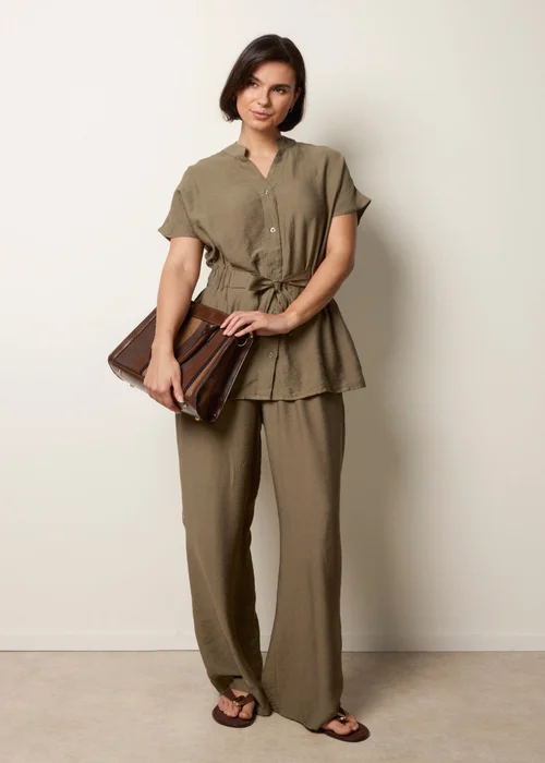 Blue Vanilla Khaki Two Piece Belted Co-Ord Set - M Image 2