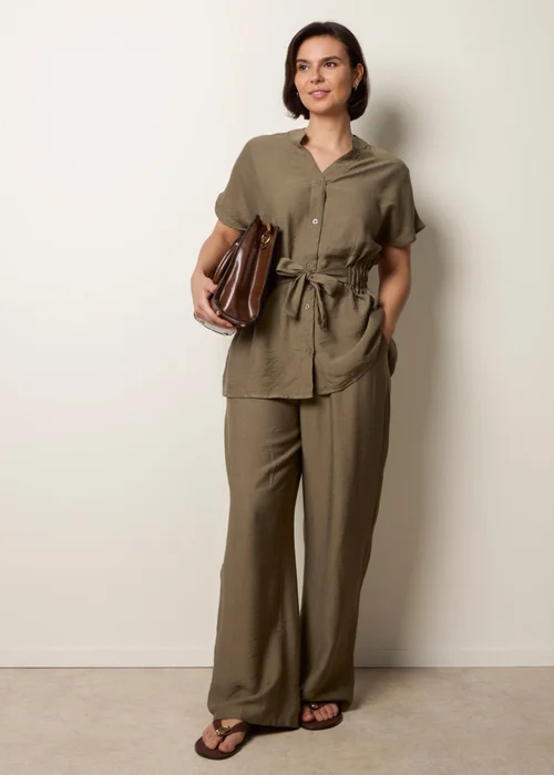 Blue Vanilla Khaki Two Piece Belted Co-Ord Set - M Image 3