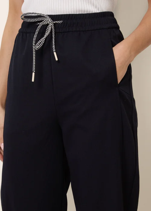 Blue Vanilla Navy Elastic Waist Drawstring Trousers - L Image 3