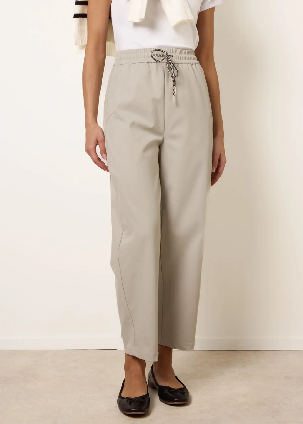 Blue Vanilla Stone Elastic Waist Drawstring Trousers - L Image 2