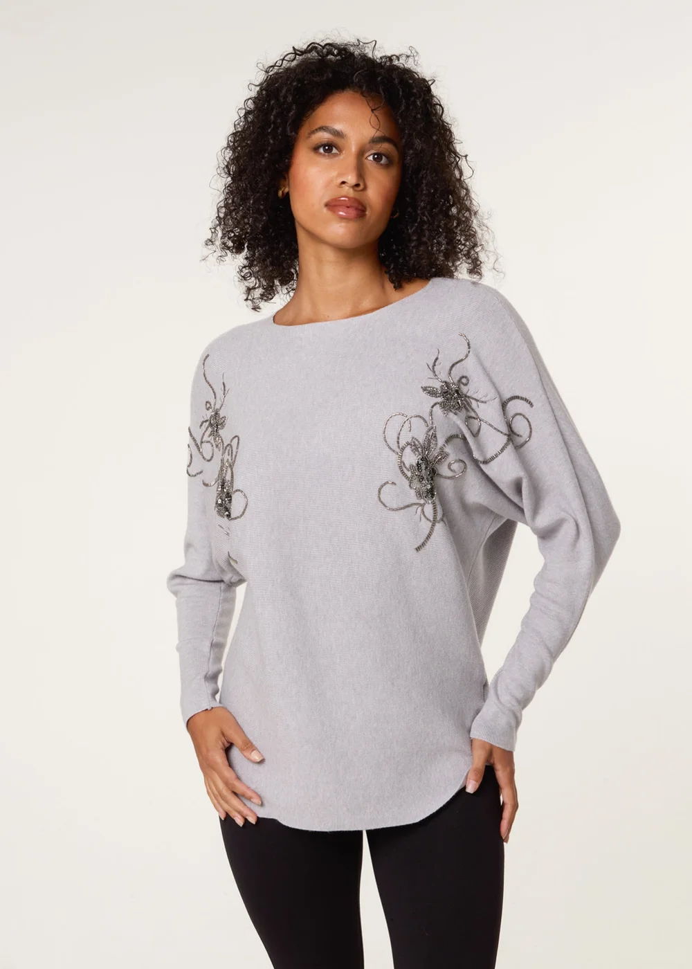 Blue Vanilla Grey Embroidered Long Sleeve Jumper - L/XL Image 1