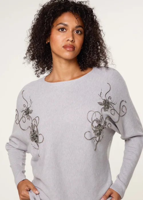 Blue Vanilla Grey Embroidered Long Sleeve Jumper - L/XL Image 3