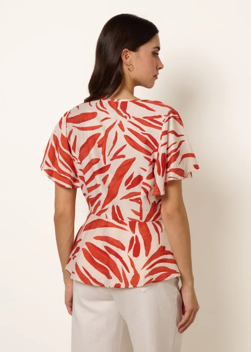Blue Vanilla Orange Top With Brushstroke Leaf Print - XL Image 4