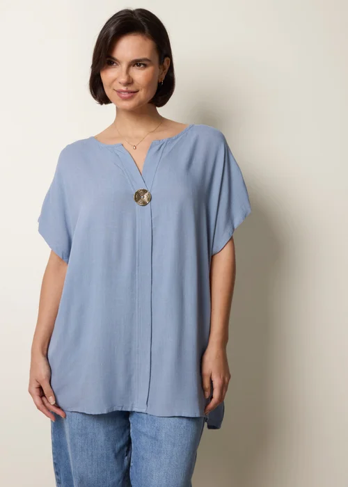 Blue Vanilla Blue Short-Sleeve Tunic Top - S/M Image 1