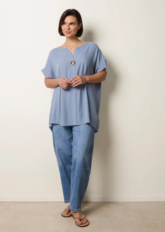Blue Vanilla Blue Short-Sleeve Tunic Top