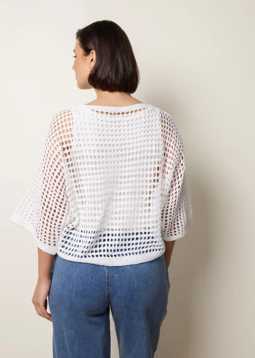 Blue Vanilla Ivory Round Neck Net Top - S/M Image 4