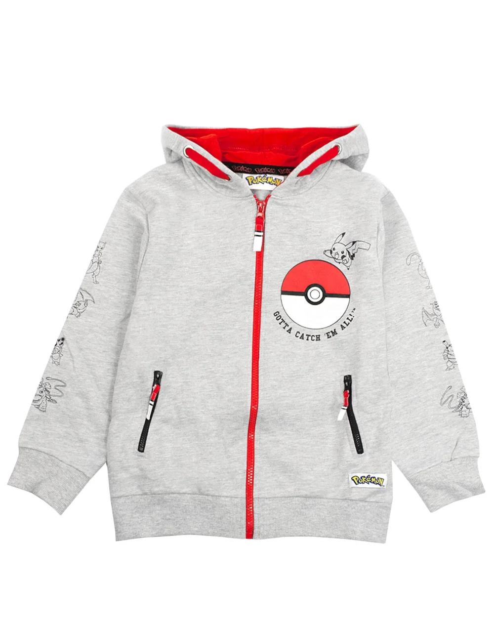 Pokemon Boys Grey Pokeball Pikachu Characters Print Hoodie (5-14 Years) - 5-6 Yrs Image 1