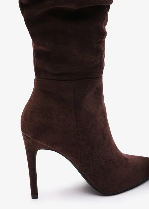 Where's That From Goldie Dark-Brown Suede Knee High Heeled Boot - Size 7 Image 5