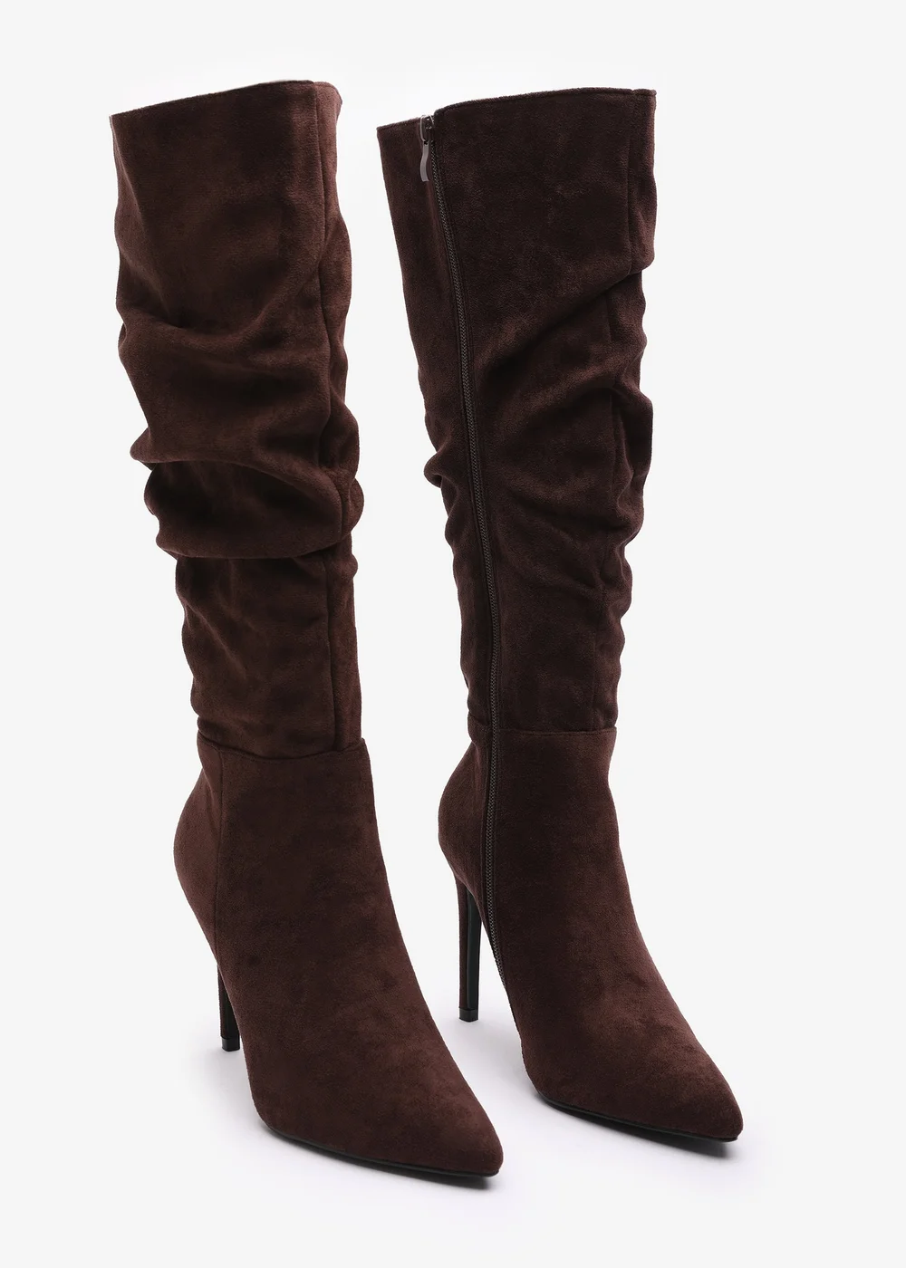 Where's That From Goldie Dark-Brown Suede Knee High Heeled Boot - Size 7 Image 4