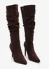 Where's That From Goldie Dark-Brown Suede Knee High Heeled Boot - Size 7 Image 4