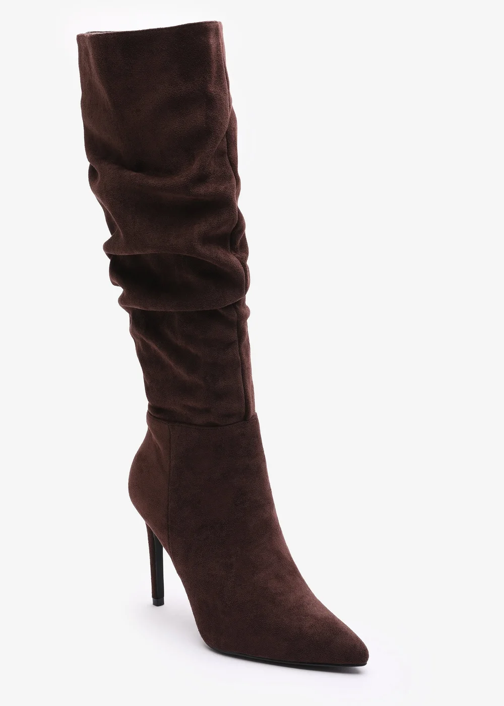 Where's That From Goldie Dark-Brown Suede Knee High Heeled Boot - Size 7 Image 3