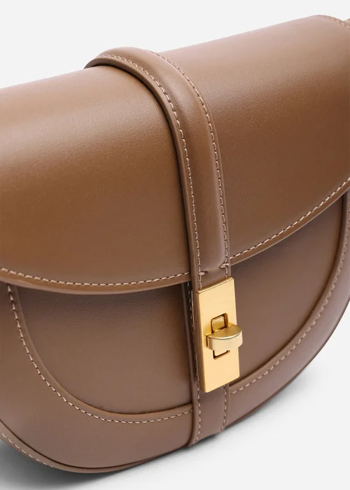 Where's That From Womens Breeze Brown Faux Leather Shoulder Bag With Gold Lock Detail - One Size Image 3