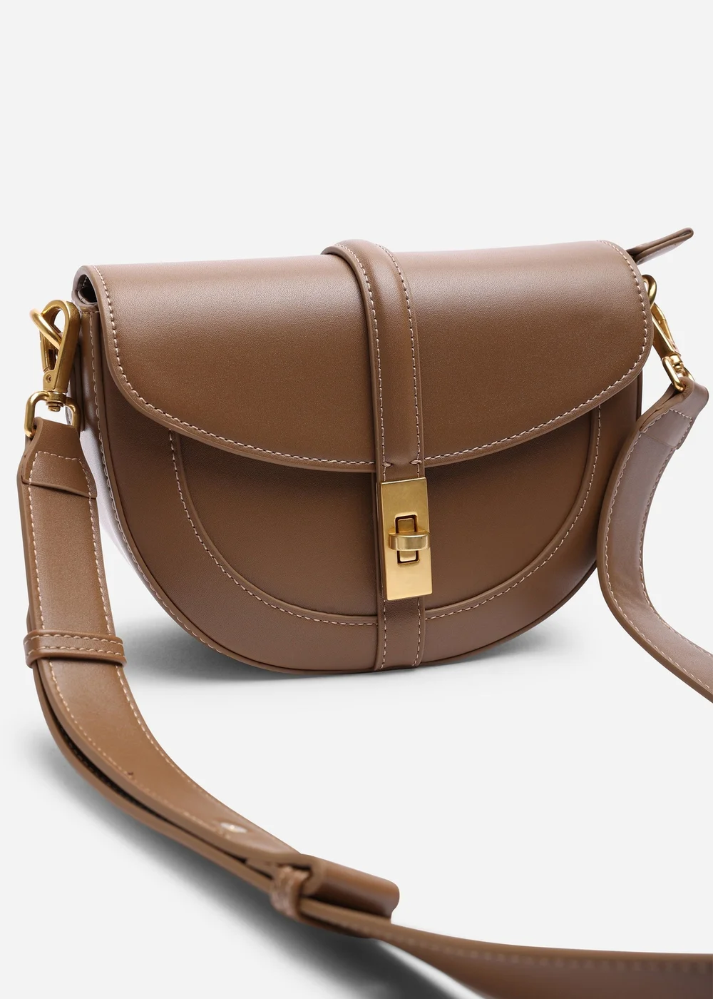 Where's That From Womens Breeze Brown Faux Leather Shoulder Bag With Gold Lock Detail - One Size Image 4