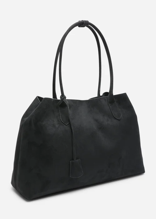 Where's That From Womens Drift Black Faux Suede Slouchy Shoulder Tote Bag - One Size Image 3