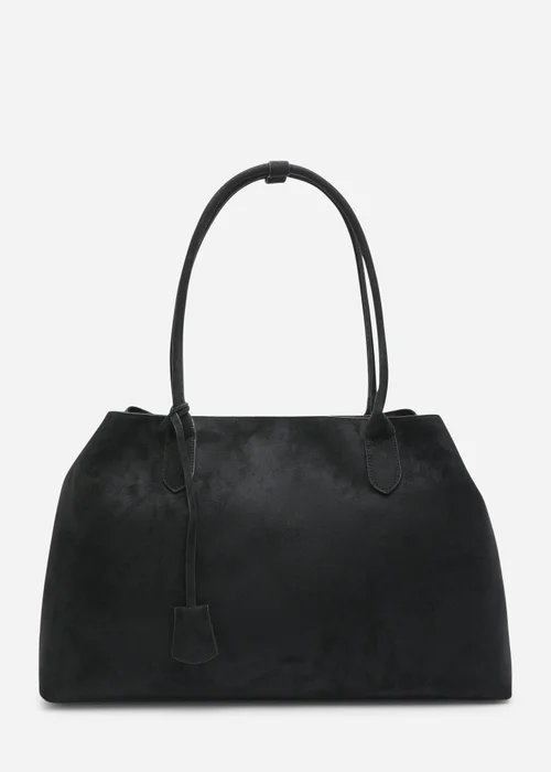 Where's That From Womens Drift Black Faux Suede Slouchy Shoulder Tote Bag - One Size Image 1