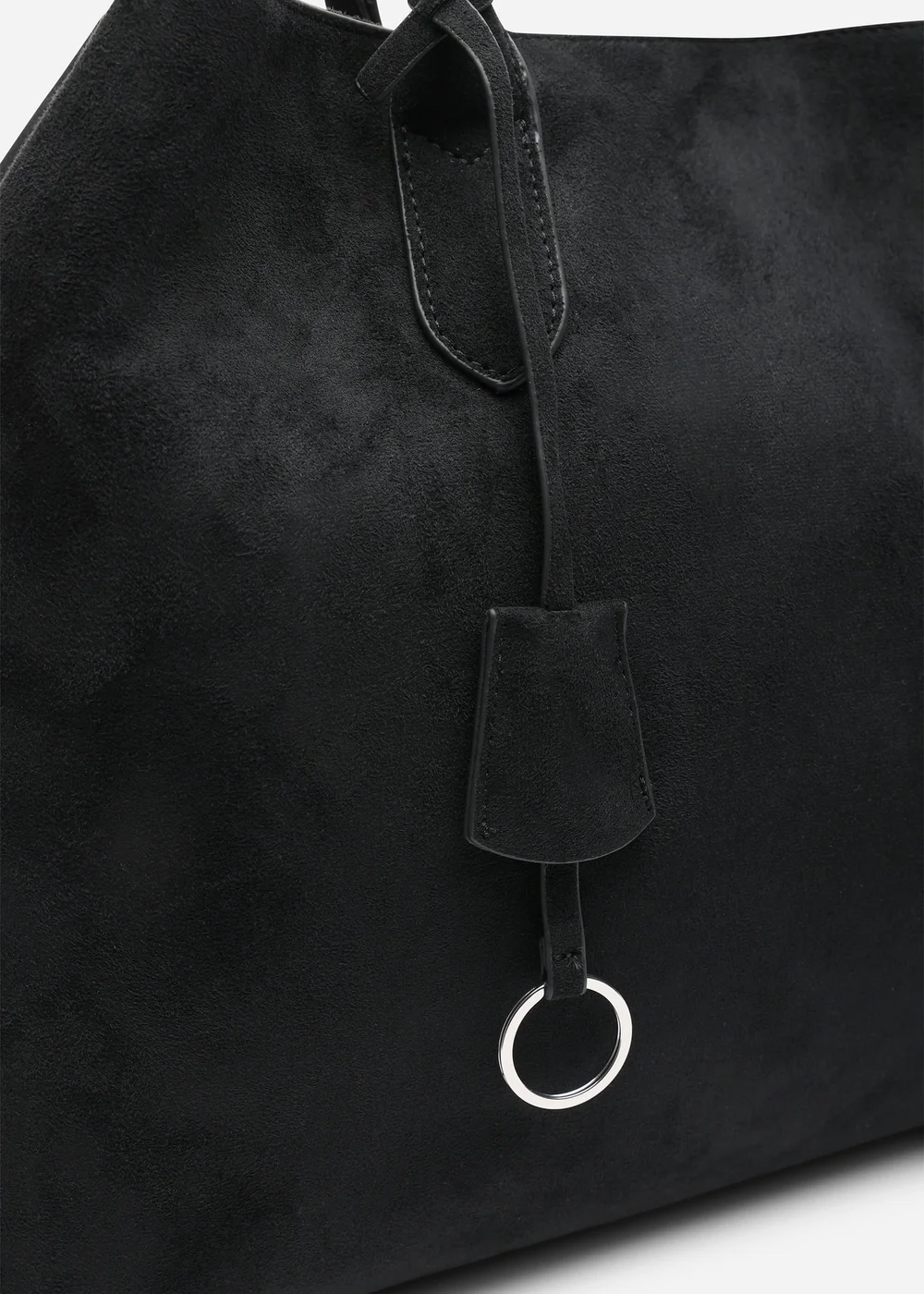 Where's That From Womens Drift Black Faux Suede Slouchy Shoulder Tote Bag - One Size Image 5