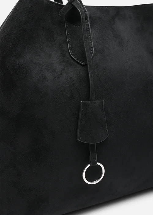 Where's That From Womens Drift Black Faux Suede Slouchy Shoulder Tote Bag - One Size Image 5
