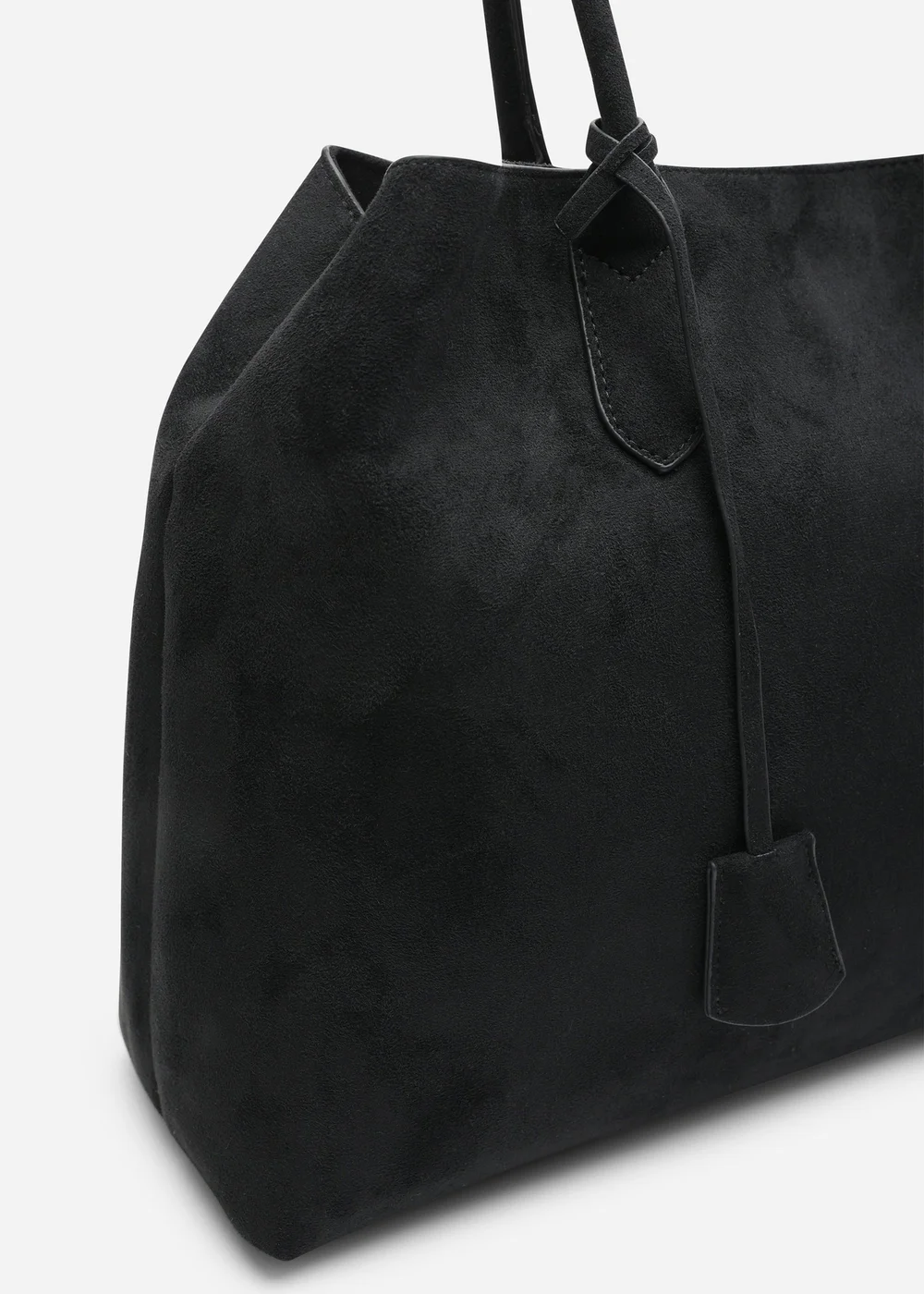 Where's That From Womens Drift Black Faux Suede Slouchy Shoulder Tote Bag - One Size Image 4