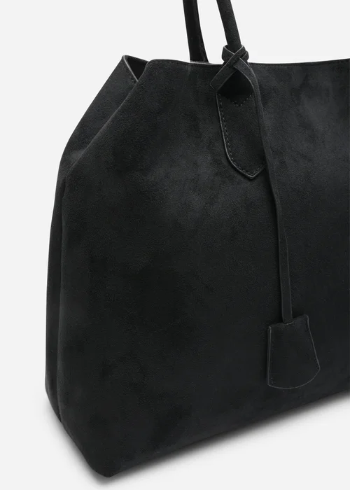 Where's That From Womens Drift Black Faux Suede Slouchy Shoulder Tote Bag - One Size Image 4
