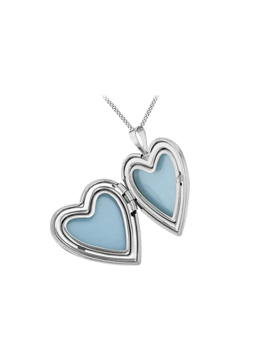 Golden Moments Sterling Silver Etched 'I Love You' Rose Heart Locket On Chain - One Size Image 2