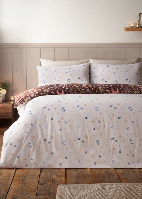 Catherine Lansfield Enchanted Twilight Animals Reversible Duvet Cover Set Chocolate - Single Image 2