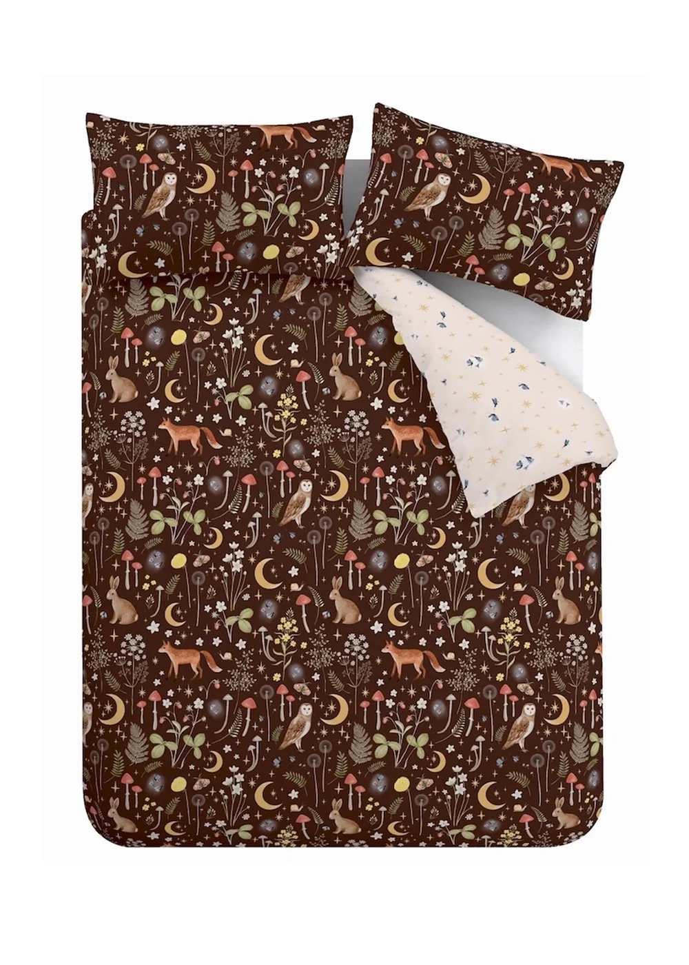 Catherine Lansfield Enchanted Twilight Animals Reversible Duvet Cover Set Chocolate - Single Image 5