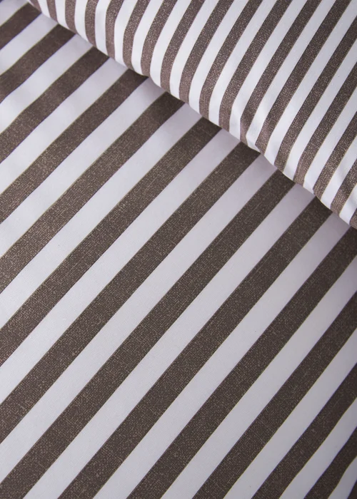 Catherine Lansfield Epping Textured Stripe Reversible Duvet Cover Set Chocolate - Single Image 4
