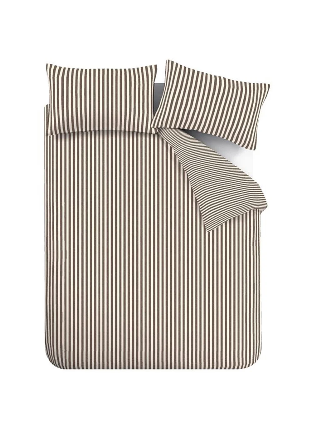 Catherine Lansfield Epping Textured Stripe Reversible Duvet Cover Set Chocolate - Single Image 5