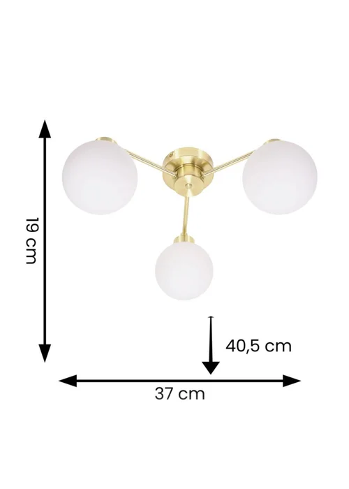ValueLights Jonah Brushed Gold Ceiling Light with Globe Shades - One Size Image 5