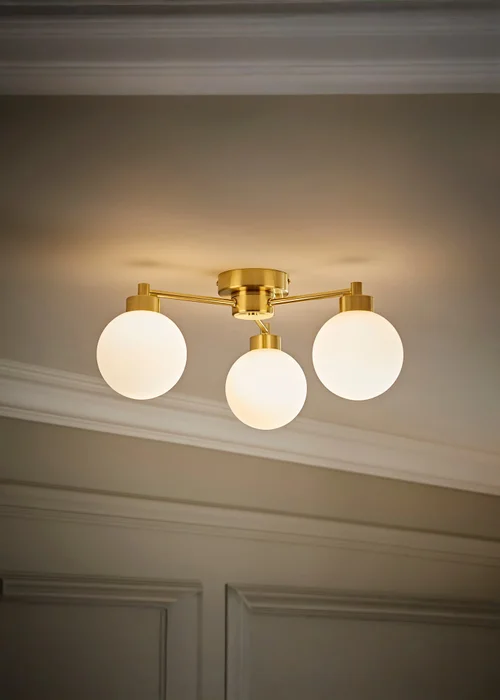ValueLights Jonah Brushed Gold Ceiling Light with Globe Shades - One Size Image 1