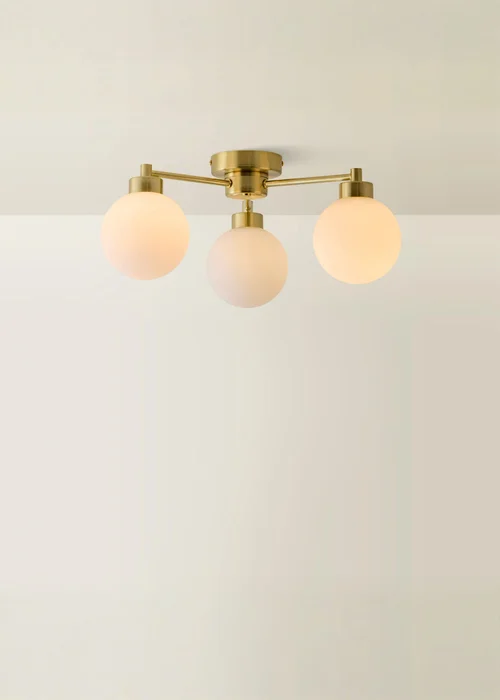 ValueLights Jonah Brushed Gold Ceiling Light with Globe Shades - One Size Image 2
