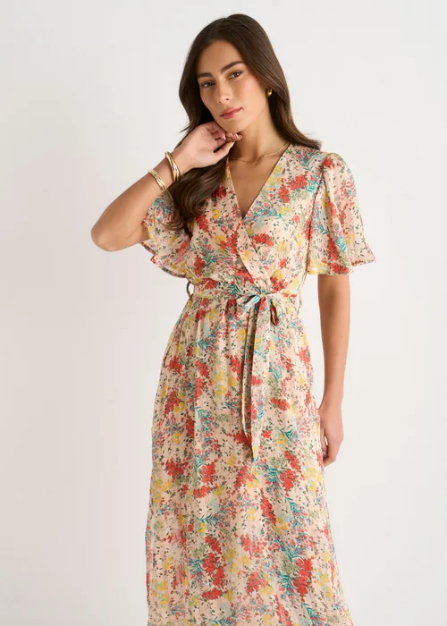 Gini London Multi Floral Jacquard Chiffon Midi Dress - 8 Image 3