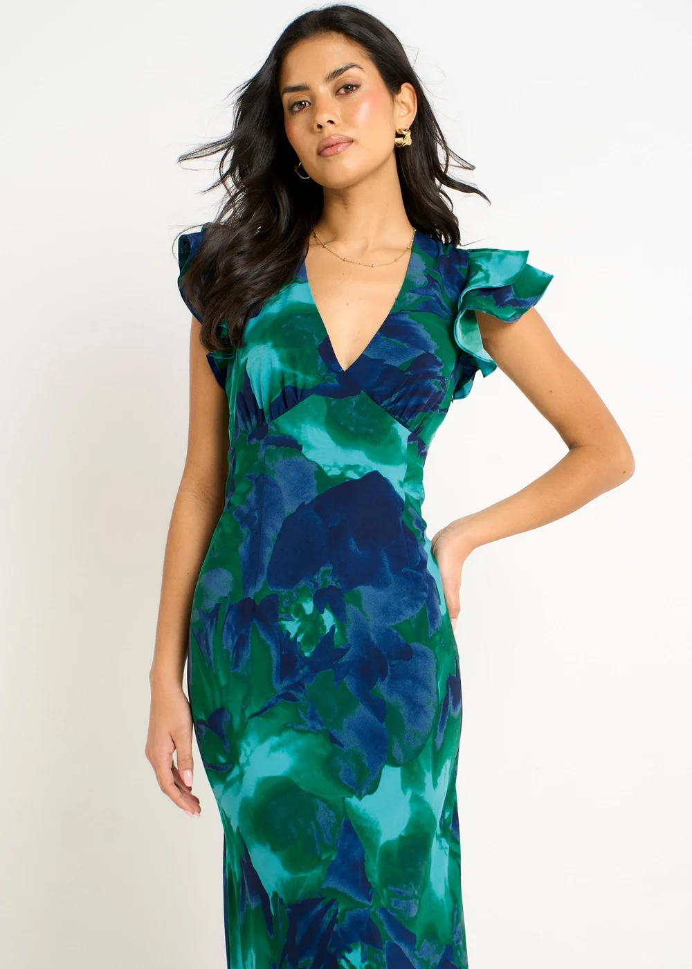 Gini London Green Watercolour Floral Maxi Dress - 8 | Matalan Gini London Green Watercolour Floral Maxi Dress - 8 | Matalan